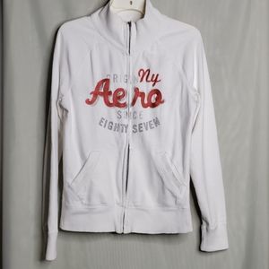 Women's white mock neck hoodie